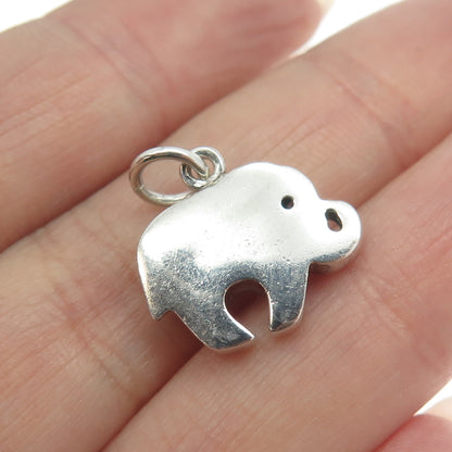 925 Sterling Silver Real Blue Sapphire Gemstone & C Z Elephant Charm Pendant