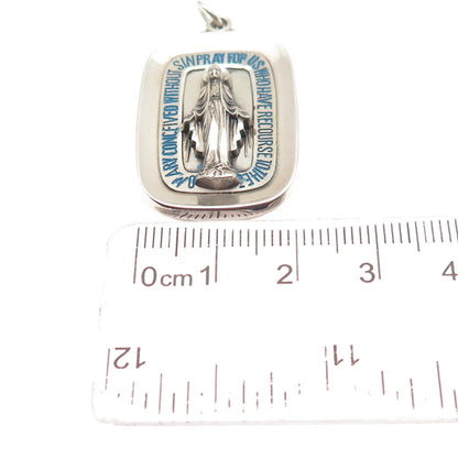 CREED 925 Sterling Silver Vintage Enamel St. Mary Miraculous Charm Pendant