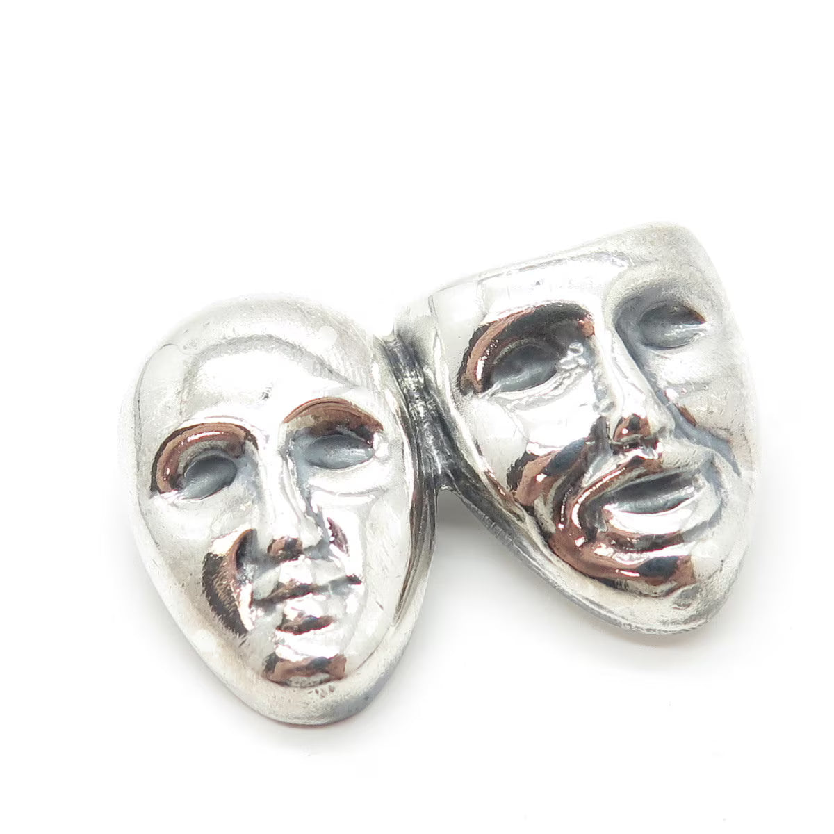 925 Sterling Silver Vintage Mexico Sock & Buskin Tragedy Comedy Masks Pin Brooch