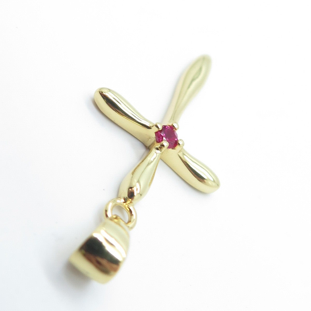 HAN 925 Sterling Silver Gold Plated Pink C Z Cross Pendant