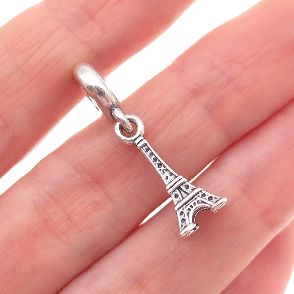 PANDORA Moments 925 Sterling Silver Eiffel Tower Paris Slide Dangle Charm