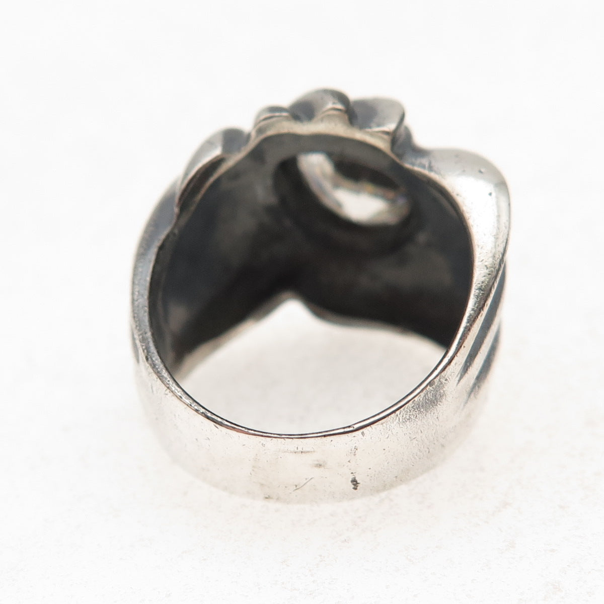 925 Sterling Silver Vintage Pear-Cut C Z Modernist Oxidized Ring Size 6.5