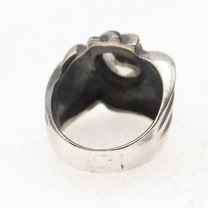 925 Sterling Silver Vintage Pear-Cut C Z Modernist Oxidized Ring Size 6.5