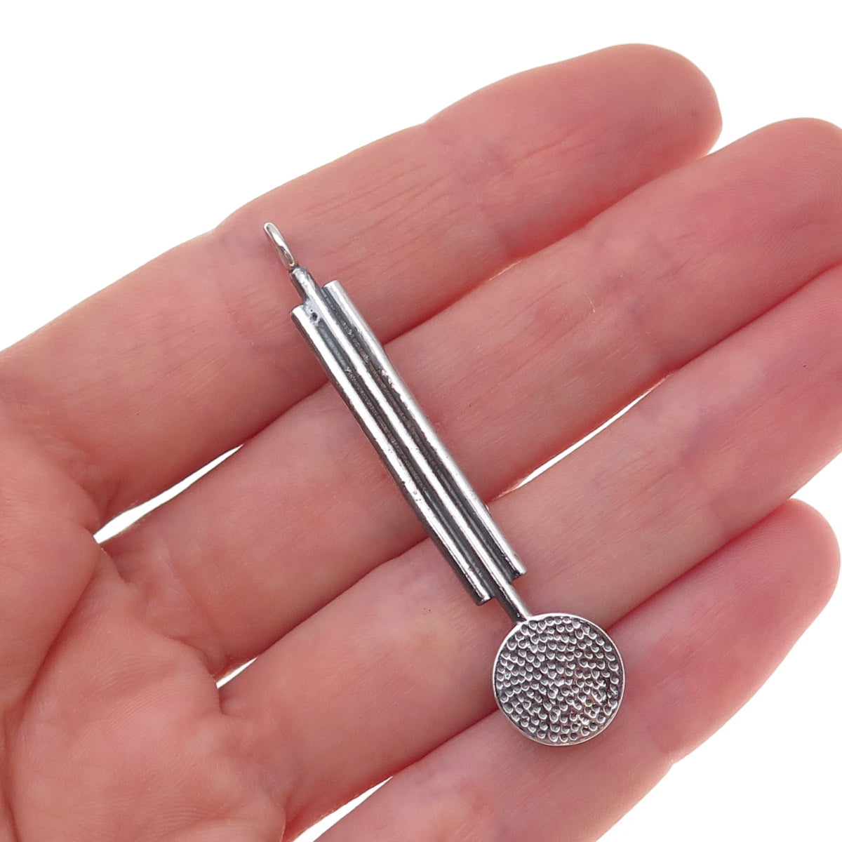 925 Sterling Silver Vintage Enamel Modernist Oxidized Pendant