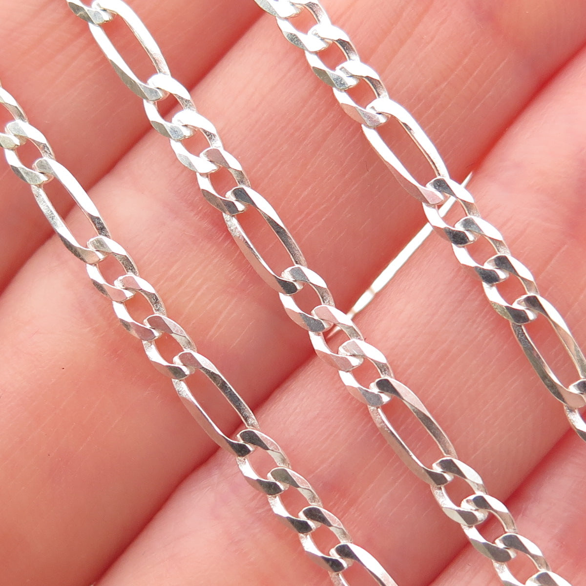 P. Lux 925 Sterling Silver Italy Figaro Chain Necklace 22"