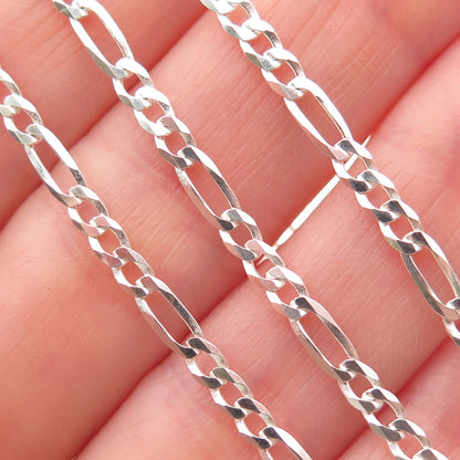 P. Lux 925 Sterling Silver Italy Figaro Chain Necklace 22"