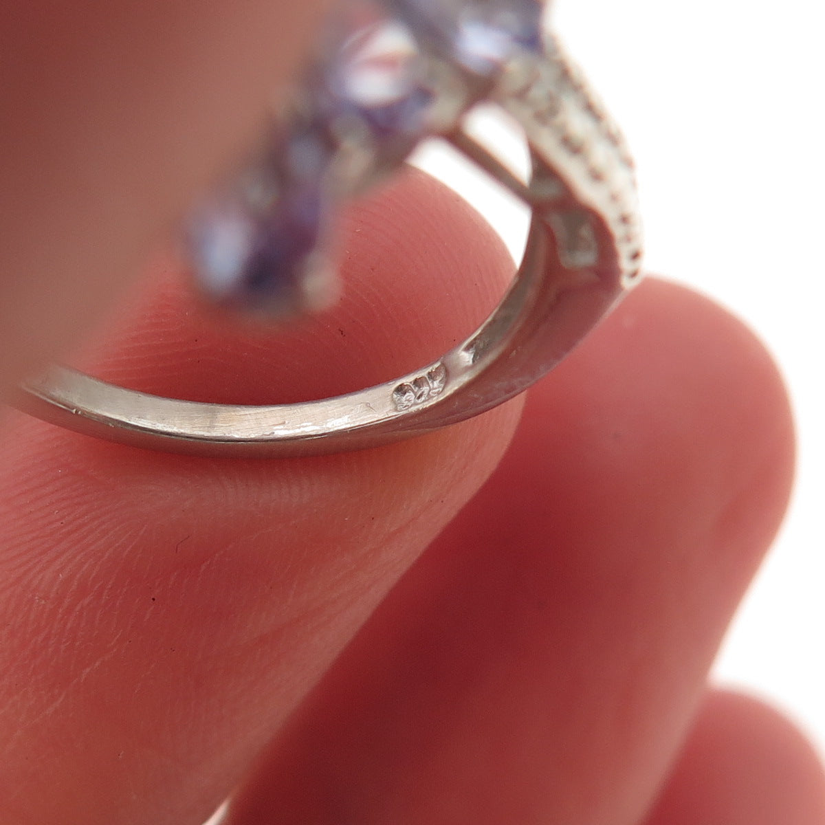 Chuck Clemency 925 Sterling Silver Real Tanzanite Floral Cluster Ring Size 5
