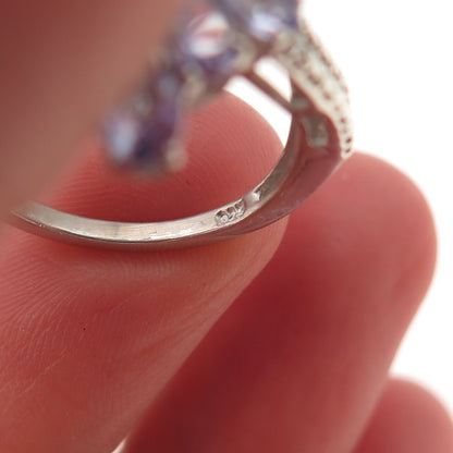 Chuck Clemency 925 Sterling Silver Real Tanzanite Floral Cluster Ring Size 5