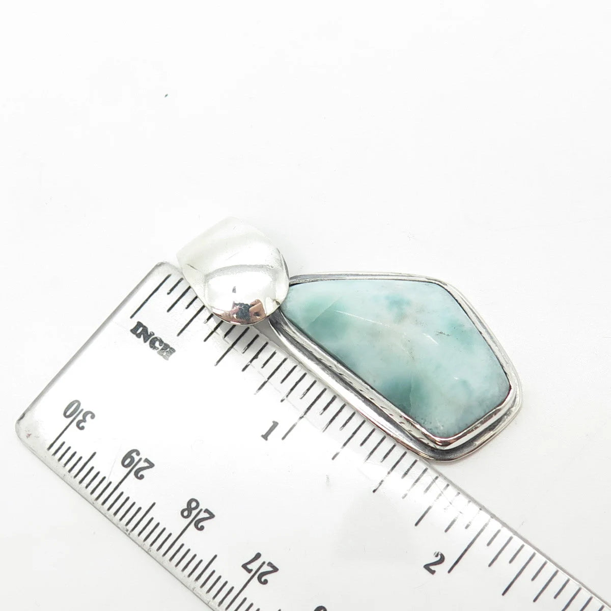 925 Sterling Silver Vintage Real Larimar Gem Amulet Pendant
