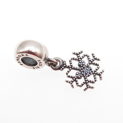 Pandora 925 Sterling Silver Blue C Z Snowflake Dangle Charm
