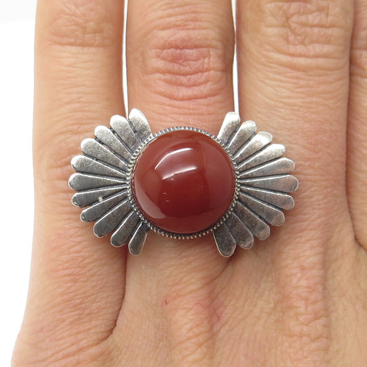 JAY KING DESERT ROSE 925 Sterling Silver Vintage Real Carnelian Ring Size 5.25