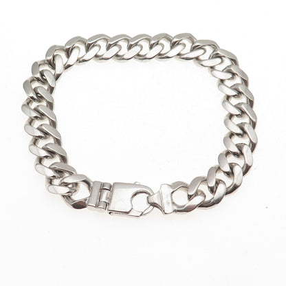 925 Sterling Silver Vintage Italy Cuban Link Bracelet 8.25"