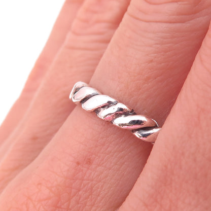 925 Sterling Silver Vintage Twisted Oxidized Band Ring Size 7.5
