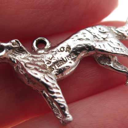 JEANOR 925 Sterling Silver Vintage Saluki Dog Oxidized Mini Charm Pendant