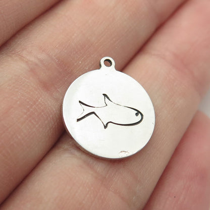 925 Sterling Silver USA Two In Town Shark Charm Pendant