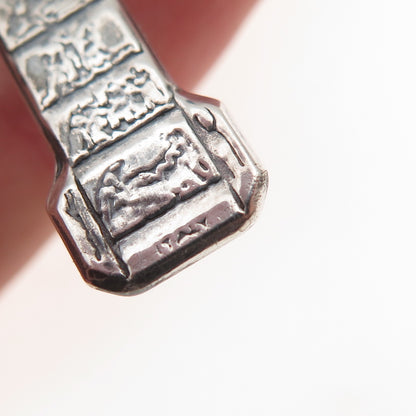 925 Sterling Silver Vintage Italy Way of the Cross Oxidized Crucifix Pendant