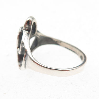 925 Sterling Silver Vintage Modernist Oxidized Ring Size 8