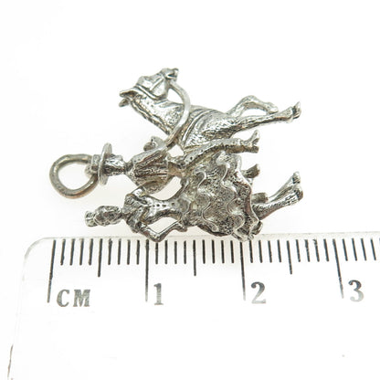 925 Sterling Silver Vintage Man & Women on Horseback Storyteller 3D Pendant