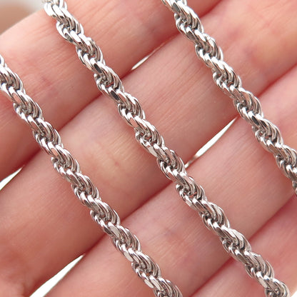 925 Sterling Silver Italy Twisted Rope Chain Necklace 22"