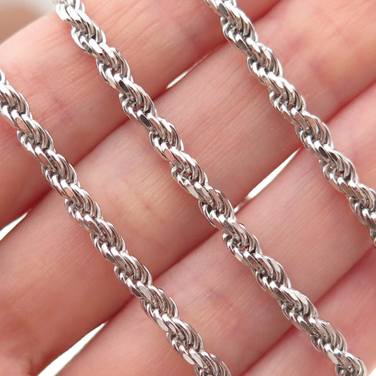 925 Sterling Silver Italy Twisted Rope Chain Necklace 22"