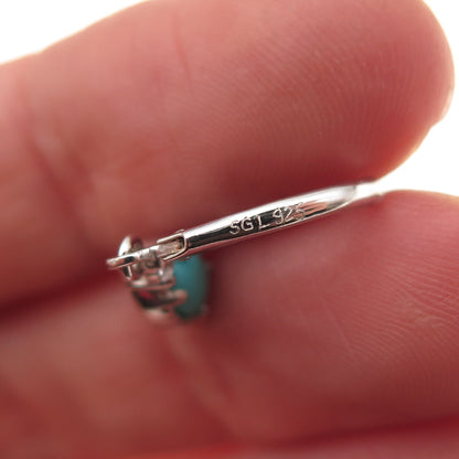 925 Sterling Silver Real Sleeping Beauty Turquoise Dangle Earrings