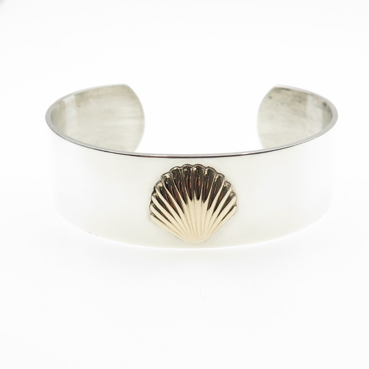 PIERRE CARDIN 14K Gold & 925 Sterling Vintage Seashell Adjustable Bracelet 6.75"