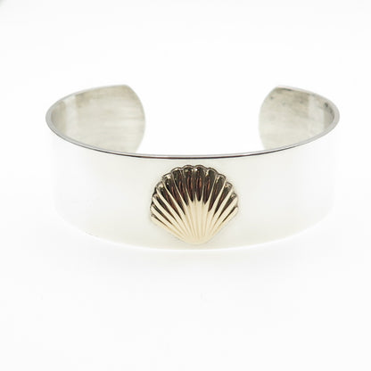PIERRE CARDIN 14K Gold & 925 Sterling Vintage Seashell Adjustable Bracelet 6.75"
