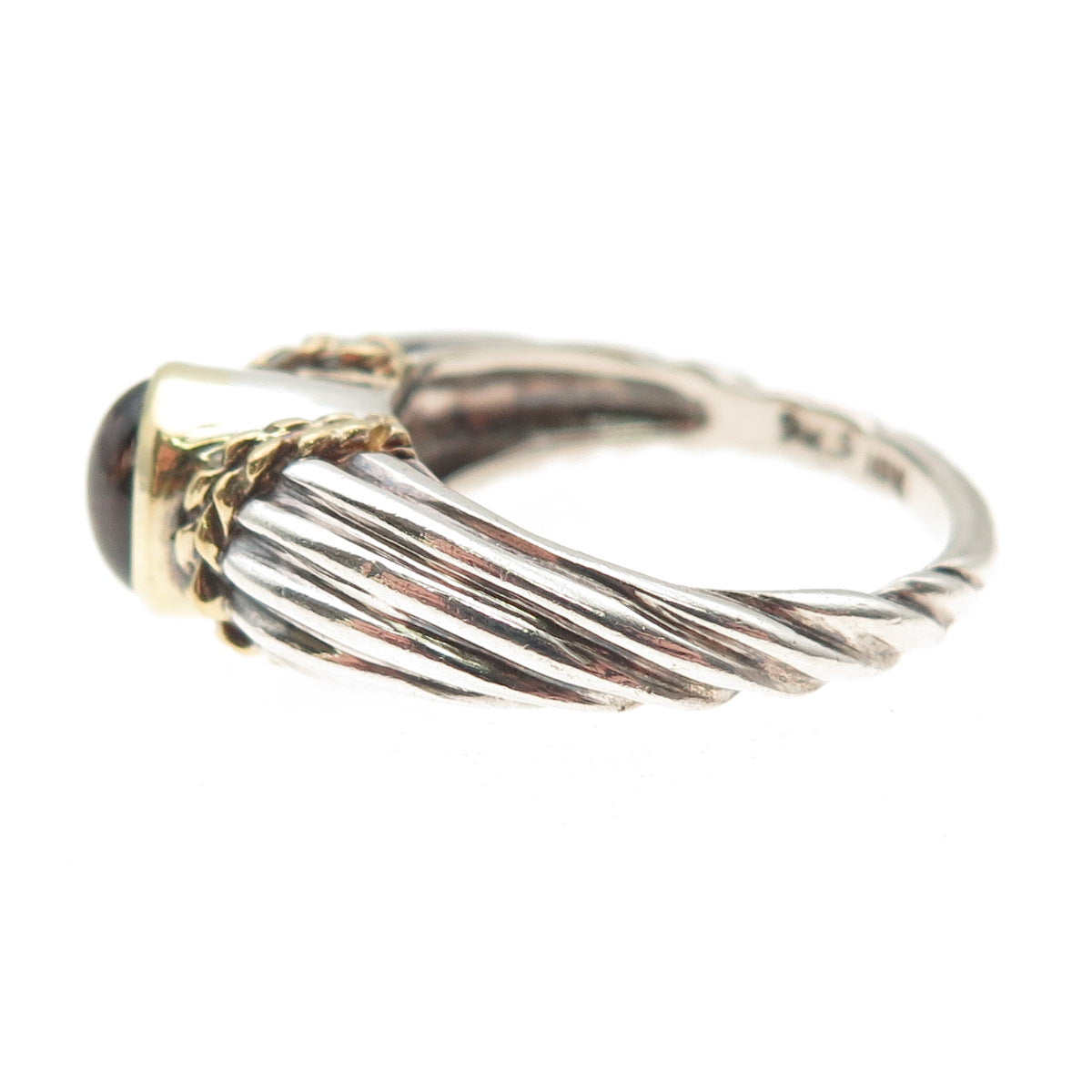 Stevens 925 Sterling Silver 18K Gold Vintage Real Iolite Oxidized Ring Size 6.75