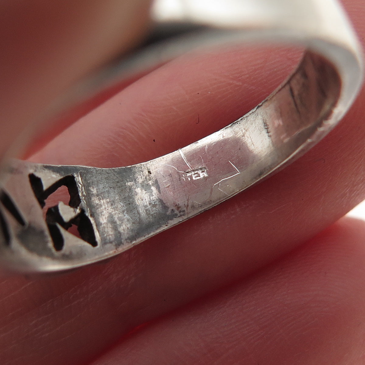 925 Sterling Silver Vintage Elsa Oxidized Name Ring Size 8