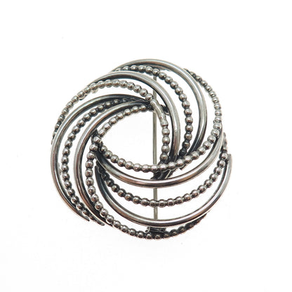 BEAU 925 Sterling Silver Vintage Interlocked Trinity Oxidized Pin Brooch