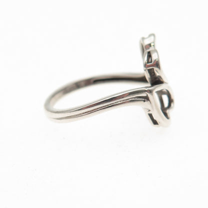RL Richline 925 Sterling Silver Vintage Open Heart Bypass Ring Size 6.5