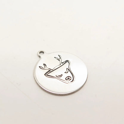 925 Sterling Silver USA Two In Town Moose / Deer Charm Pendant