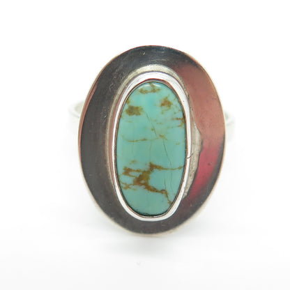 DL GARCIA Old Pawn Sterling Silver Lone Mountain Turquoise Tribal Ring Size 7