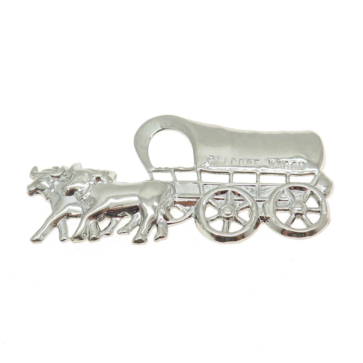 925 Sterling Silver Antique Art Deco Welcome Wagon Pin Brooch