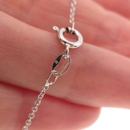 925 Sterling Silver Real Round-Cut Diamond Heart Cable Chain Necklace 18"