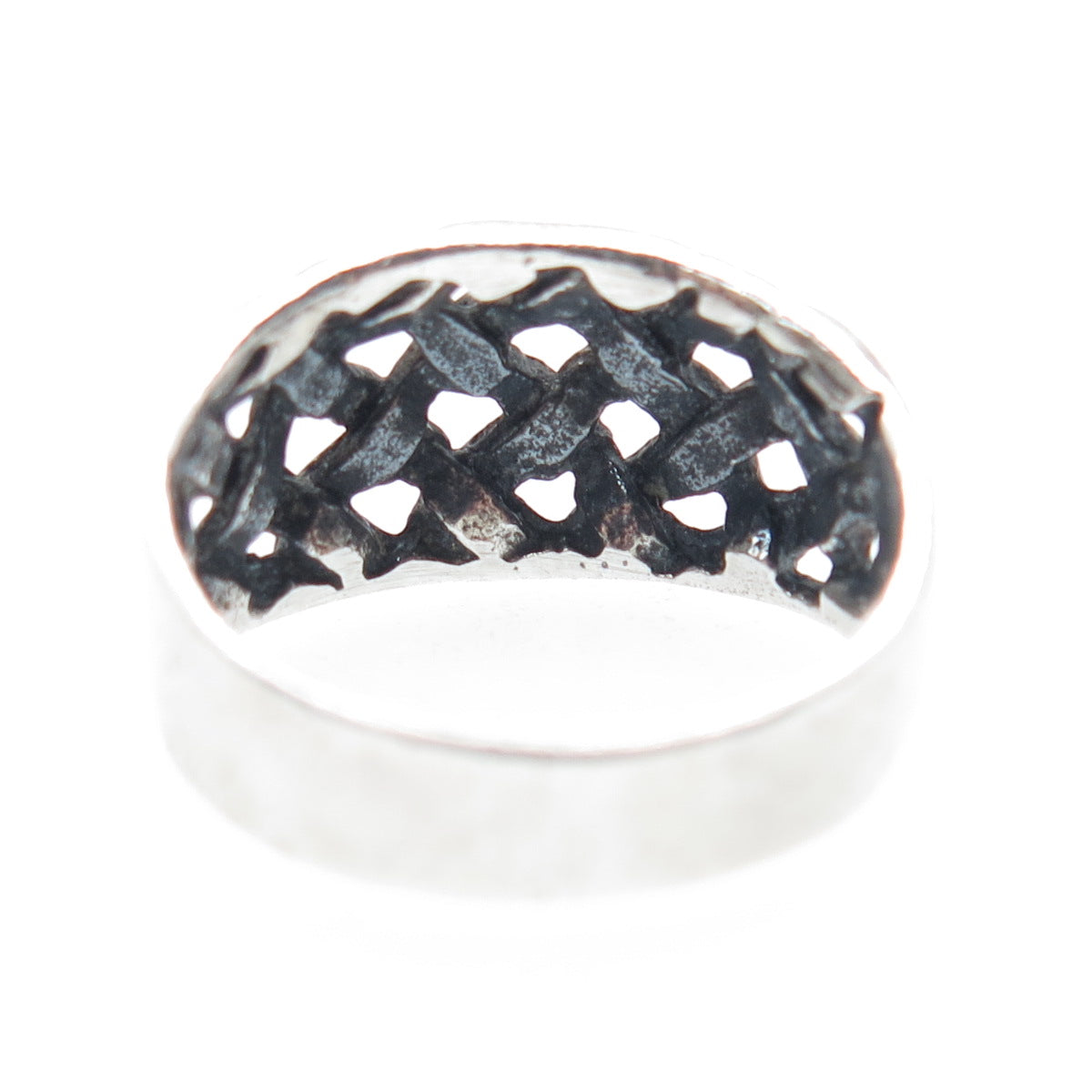 925 Sterling Silver Vintage Woven Oxidized Ring Size 5.75