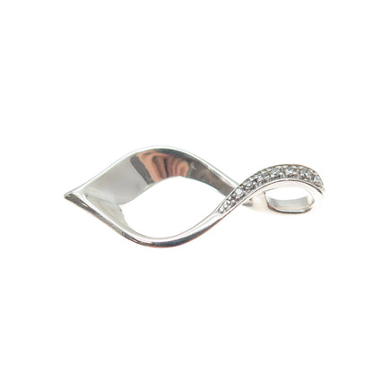 925 Sterling Silver Real Round-Cut Diamond Twisted Minimalist Charm Pendant