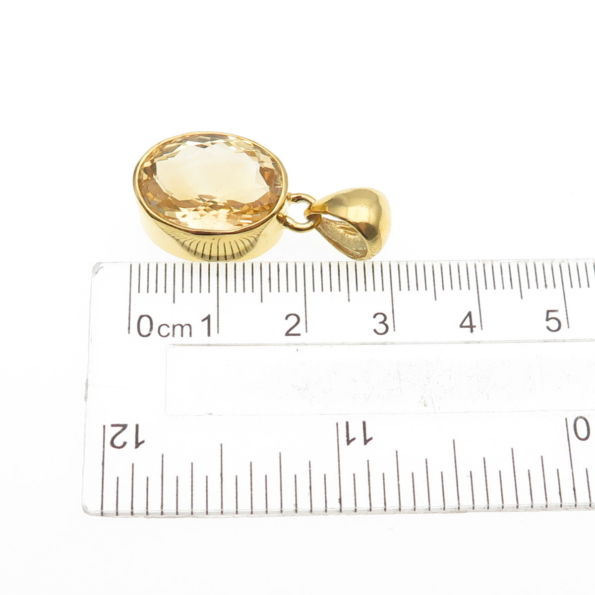 Saphirim-Rahav Sterling Silver Gold Plated Vintage Real Citrine Charm Pendant