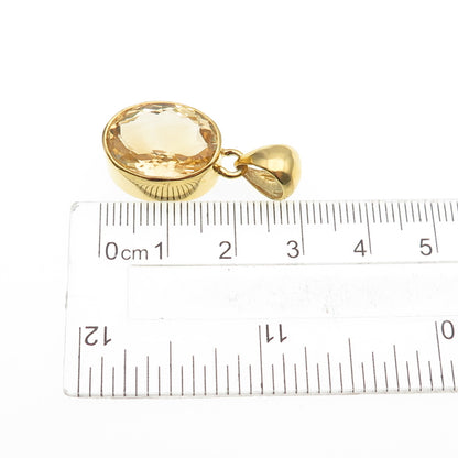 Saphirim-Rahav Sterling Silver Gold Plated Vintage Real Citrine Charm Pendant