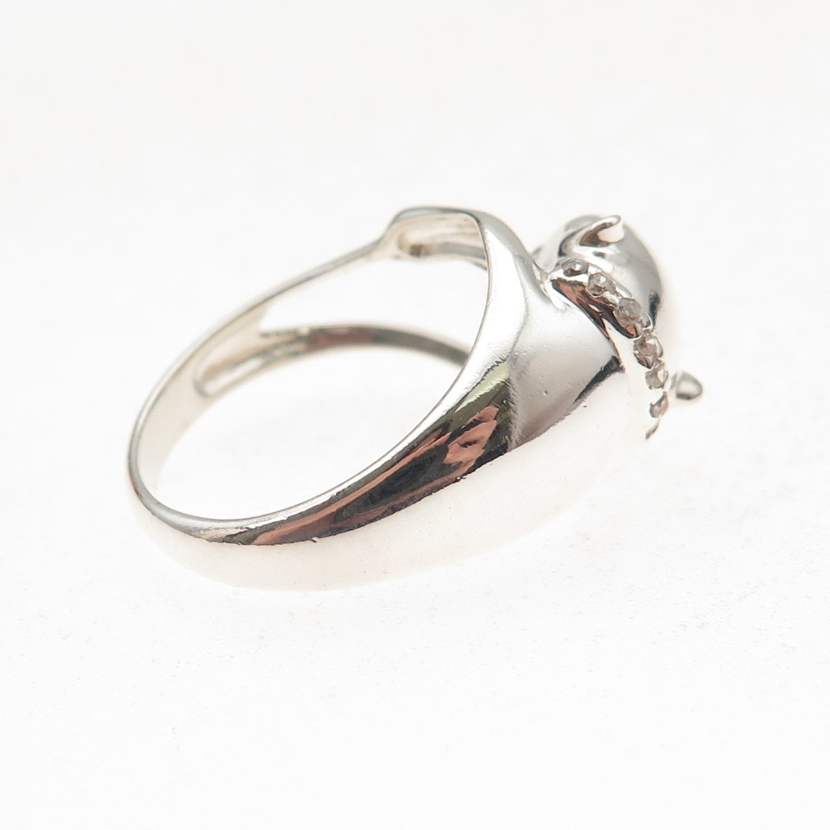 Nevada 925 Sterling Silver Vintage Real Emerald & C Z Panther Ring Size 8.25