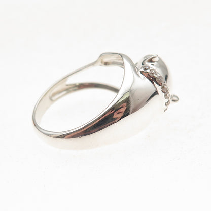 Nevada 925 Sterling Silver Vintage Real Emerald & C Z Panther Ring Size 8.25