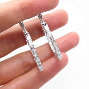 925 Sterling Silver C Z In and Out Round Hoop Earrings