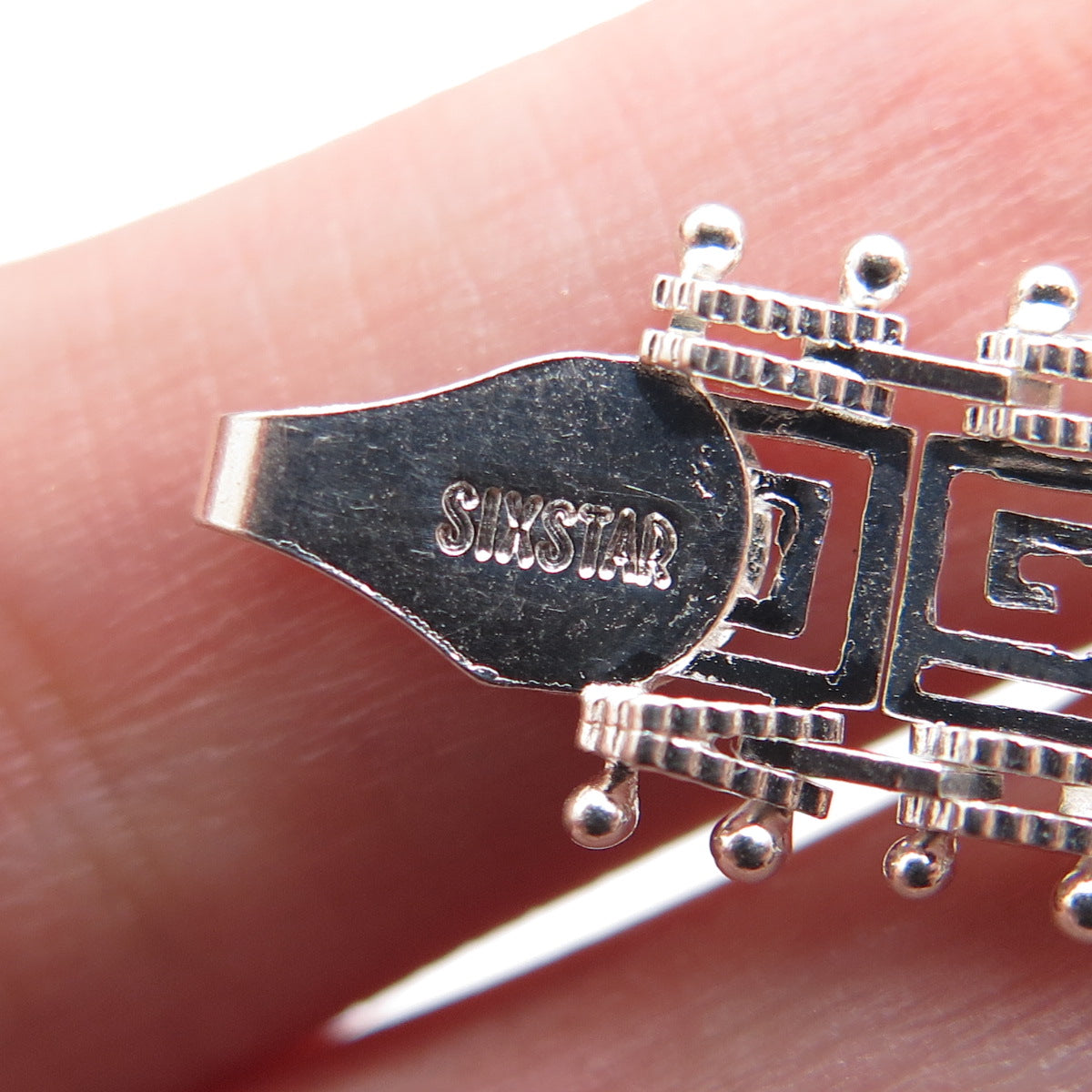 SIXSTAR MS-66 925 Sterling Silver Vintage Greek Maze Link Bracelet 7.5"