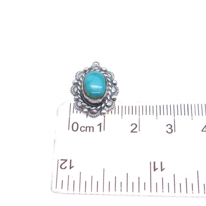 Old Pawn 925 Sterling Silver Vintage Southwestern Bisbee Turquoise Mini Pendant