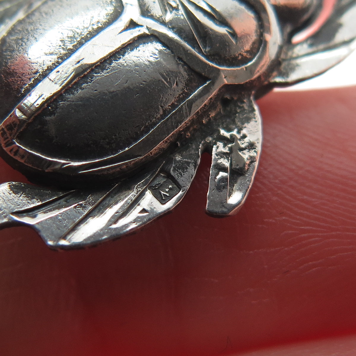 800 Silver Vintage Egypt Scarab Double Sided Oxidized Pendant