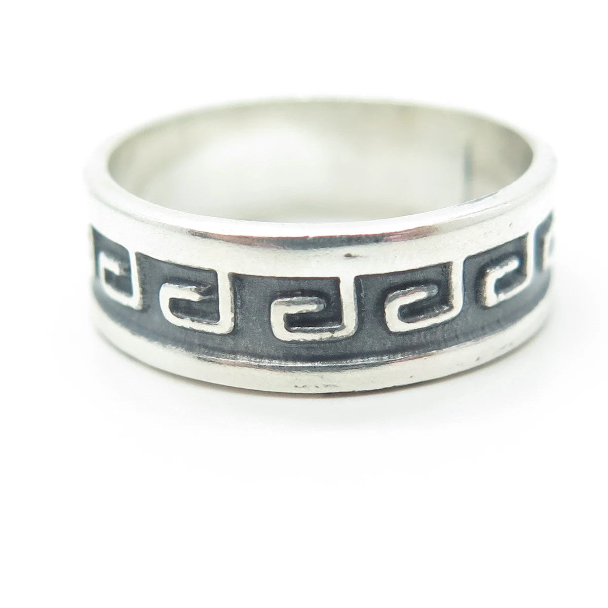 925 Sterling Silver Vintage Greek Maze Band Ring Size 10.75