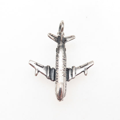 925 Sterling Silver Vintage BOAC Comet IV Airplane Oxidized Locket Charm Pendant