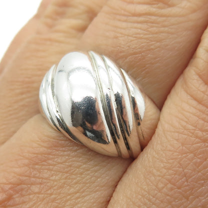 KABANA 925 Sterling Silver Vintage Ribbed Ring Size 8.25