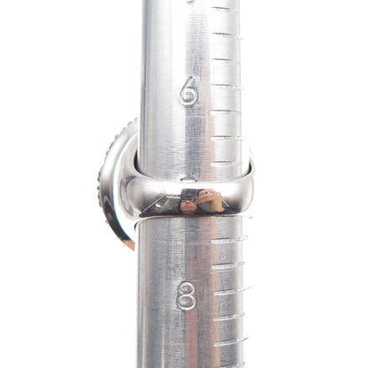 925 Sterling Silver Real Round-Cut Black Spinel Dome Ring Size 7.25