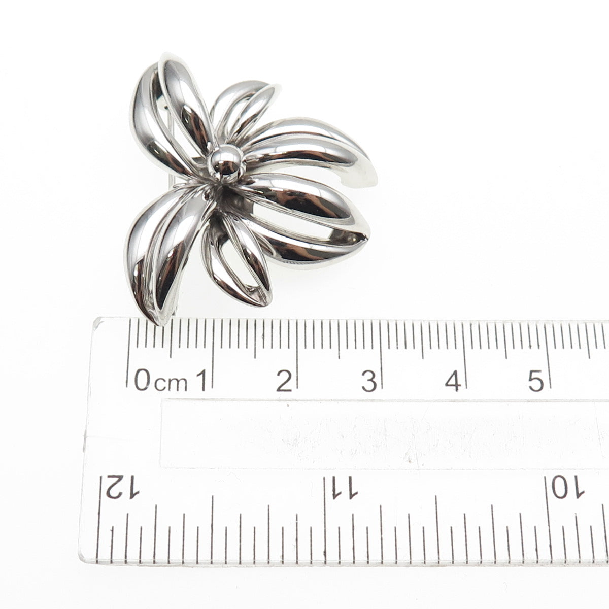 Breadner & Co. 925 Sterling Silver Vintage Modernist Flower Pin Brooch